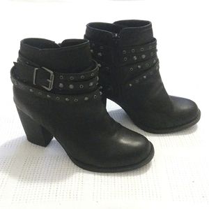 High Heel Biker Boots Black Studded (Sugar)